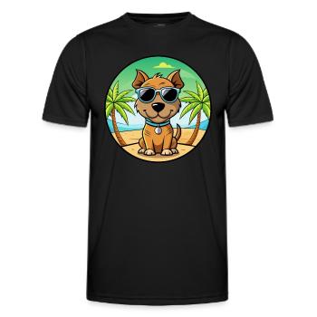 Teddy Roosevelt Terrier Hunderasse Cartoon Strand - Männer Funktions-T-Shirt - Schwarz - Vorne - AI Model Male 178 dark (178cm)