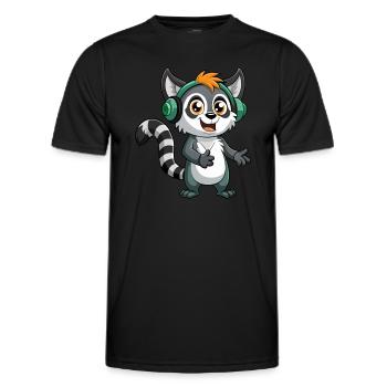 Lemur Funny Cartoon Character Headphone Music - Men's Functional T-Shirt - black - Front - AI Model Male 178 dark (178cm)