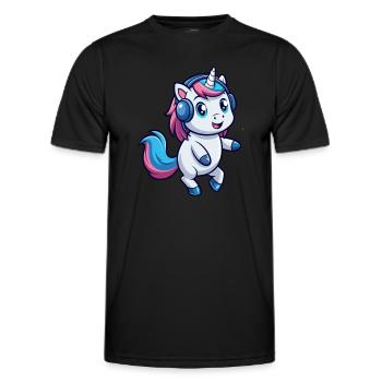 Licorne Funny Cartoon Character Casque Musique - T-shirt sport Homme - noir - Devant - AI Model Male 178 dark (178cm)
