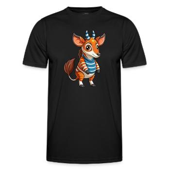 Okapi Funny Cartoon Character Musique de casque - T-shirt sport Homme - noir - Devant - AI Model Male 178 dark (178cm)