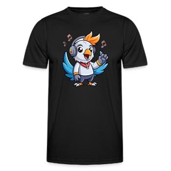 Cockatoo Funny Cartoon Character Headphone Music - Men's Functional T-Shirt - black - Front - AI Model Male 178 dark (178cm)