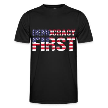 Democracy First USA Democracy Freedom - Men's Functional T-Shirt - black - Front - AI Model Male 178 dark (178cm)