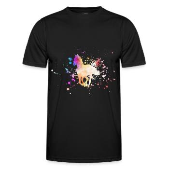 Pferde Silhouette Aquarell - Männer Funktions-T-Shirt - Schwarz - Vorne - AI Model Male 178 dark (178cm)