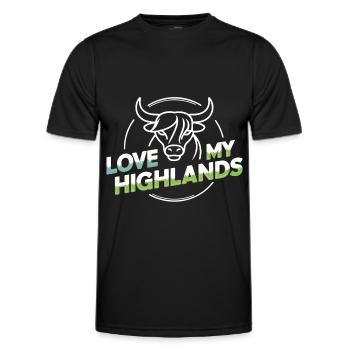 Meine Highlands Rinder ich liebe Highlands - Männer Funktions-T-Shirt - Schwarz - Vorne - AI Model Male 178 dark (178cm)