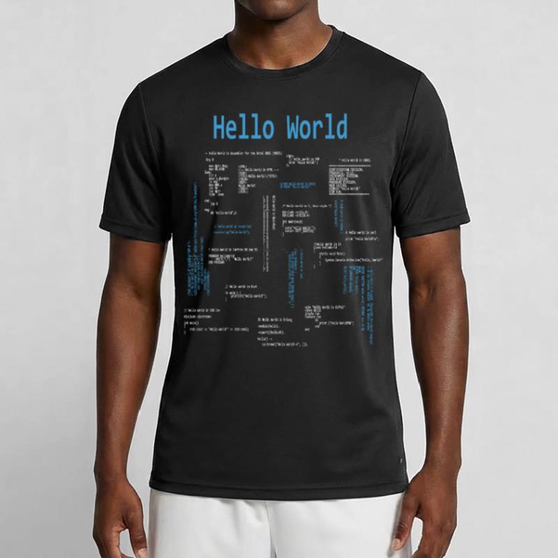 Hello World Programmiersprachen Programmierer Nerd Männer Funktions-T-Shirt