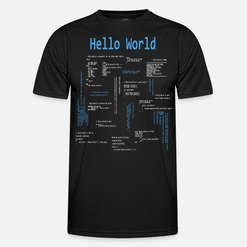 Hello World Programming Languages Programmer Nerd - Men's Functional T-Shirt - black