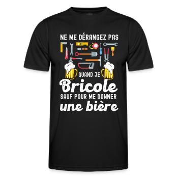 Bricoler et boire de la bière - T-shirt sport Homme - noir - Devant - AI Model Male 178 dark (178cm)