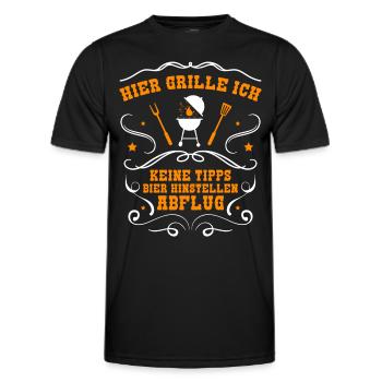 Hier Grille Ich - Keine Tipps - Abflug - Männer Funktions-T-Shirt - Schwarz - Vorne - AI Model Male 178 dark (178cm)