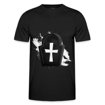 Friedhof Grab Kreuz Grusel Horror - Männer Funktions-T-Shirt - Schwarz - Vorne - AI Model Male 178 dark (178cm)