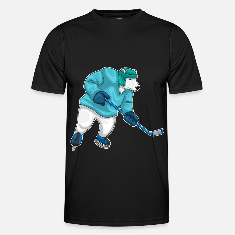 Eisbär Eishockey Eishockeyschläger - Männer Funktions-T-Shirt - Schwarz