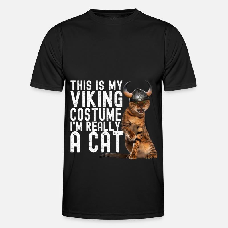 Wikinger Katze - Männer Funktions-T-Shirt - Schwarz
