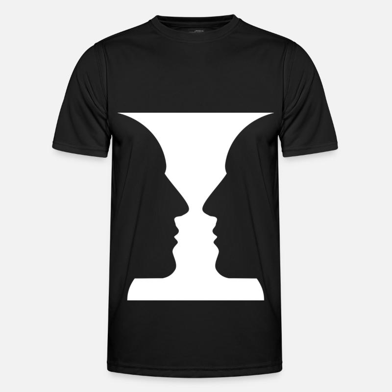 Köpfe oder Vase Optische Täuschung - Männer Funktions-T-Shirt - Schwarz