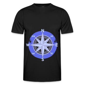 Kompass Windrose Richtung Outdoor Maritim Nautik - Männer Funktions-T-Shirt - Schwarz - Vorne - AI Model Male 178 dark (178cm)