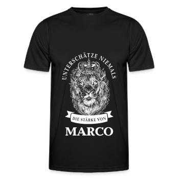 Marco Geschenk Name Löwe - Männer Funktions-T-Shirt - Schwarz - Vorne - AI Model Male 178 dark (178cm)
