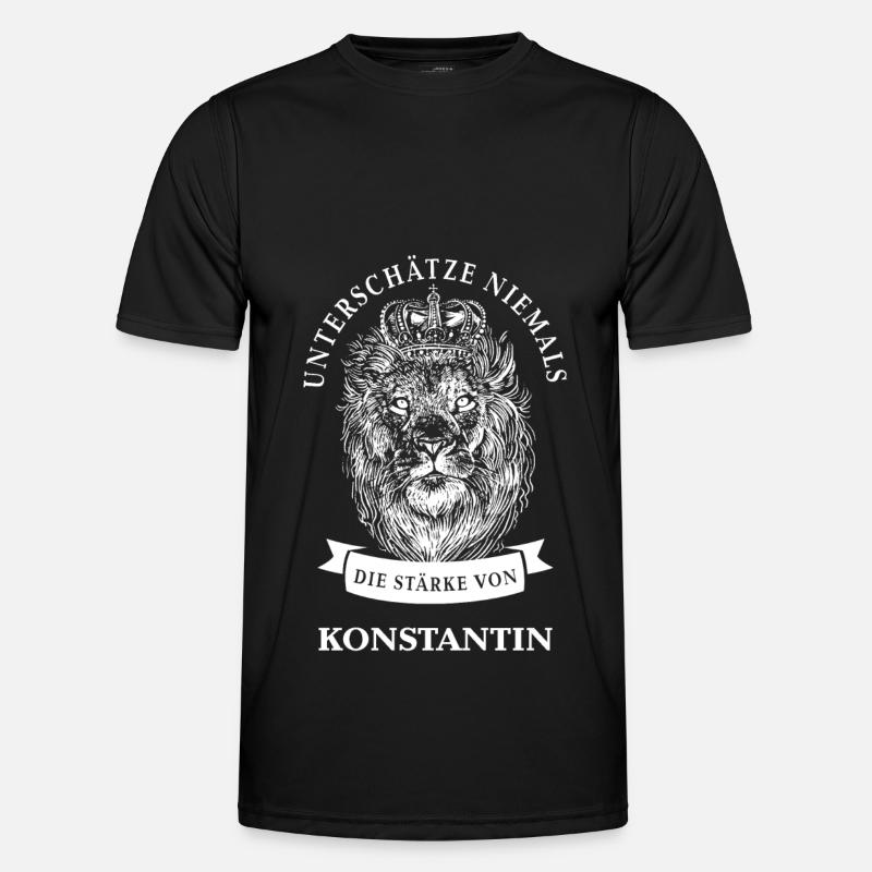 Konstantin Geschenk Name Löwe - Männer Funktions-T-Shirt - Schwarz