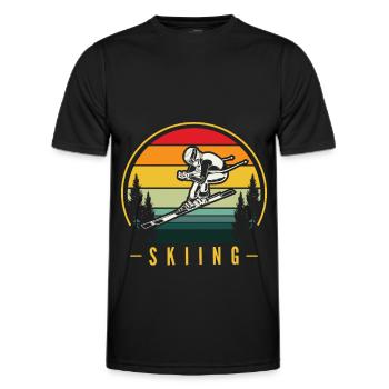 Ski Ski Skieur Ski Ski de fond Biathlon - T-shirt sport Homme - noir - Devant - AI Model Male 178 dark (178cm)
