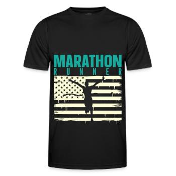 Marathon Marathon Marathon Runner Cadeau - T-shirt sport Homme - noir - Devant - AI Model Male 178 dark (178cm)