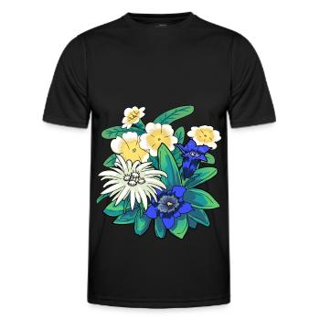 Autriche Fleurs Fleurs Montagnes Montagnes Nature Flore - T-shirt sport Homme - noir - Devant - AI Model Male 178 dark (178cm)