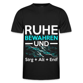 Keep Calm and Ctrl + Alt + Del Tech Support Tech - Männer Funktions-T-Shirt - Schwarz - Vorne - AI Model Male 178 dark (178cm)