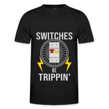 Electrician Electronics Technician Switch Box Fuse - Men's Functional T-Shirt - black - Front - AI Model Male 178 dark (178cm)