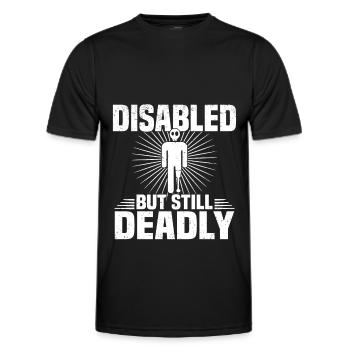 Amputiert Invalide Prothese Handicap Rollstuhl - Männer Funktions-T-Shirt - Schwarz - Vorne - AI Model Male 178 dark (178cm)