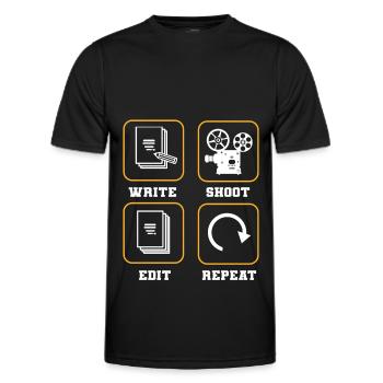 Write Shoot Edit Repeat Filmmaker Director - Men's Functional T-Shirt - black - Front - AI Model Male 178 dark (178cm)