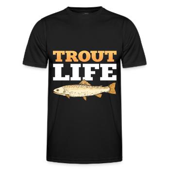 Trout Life Trout Fishing Fishing - Men's Functional T-Shirt - black - Front - AI Model Male 178 dark (178cm)