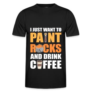 I Just Want To Paint Rocks and Drink Coffee Rock - Men's Functional T-Shirt - black - Front - AI Model Male 178 dark (178cm)