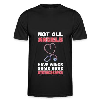 Tous les anges n’ont pas d’ailes Certains ont des stéthoscopes - T-shirt sport Homme - noir - Devant - AI Model Male 178 dark (178cm)