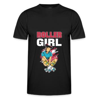 Roller Girl Roller Skating Skater Rollerblades - Men's Functional T-Shirt - black - Front - AI Model Male 178 dark (178cm)