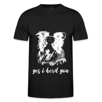 Yes I Herd You Border Collie Herding Dog - Men's Functional T-Shirt - black - Front - AI Model Male 178 dark (178cm)