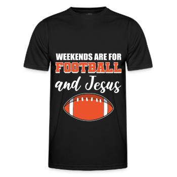 Les week-ends sont pour le football et Jésus américain - T-shirt sport Homme - noir - Devant - AI Model Male 178 dark (178cm)