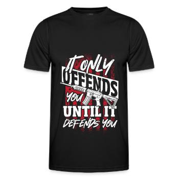 It Only Offends You til It Defends U 2nd Amendment - Men's Functional T-Shirt - black - Front - AI Model Male 178 dark (178cm)