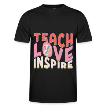 Teach Love Inspire Teacher Retro Groovy Teacher - Männer Funktions-T-Shirt - Schwarz - Vorne - AI Model Male 178 dark (178cm)