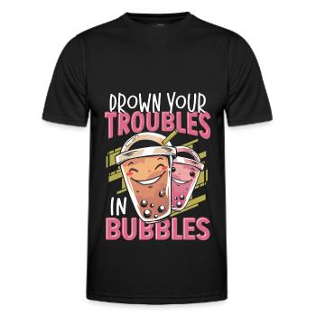 Drown Your Troubles In Bubbles Boba Tea Bubble Tea - Men's Functional T-Shirt - black - Front - AI Model Male 178 dark (178cm)