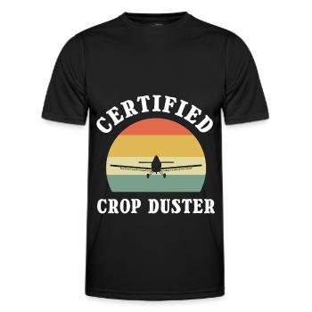Certified Crop Duster Farting Joke Crop Dusting - Männer Funktions-T-Shirt - Schwarz - Vorne - AI Model Male 178 dark (178cm)