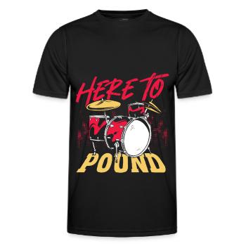 Here To Pound Drummer Percussionist - Men's Functional T-Shirt - black - Front - AI Model Male 178 dark (178cm)