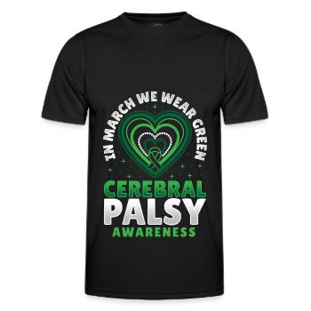In March We Wear Green Cerebral Palsy Awareness - Men's Functional T-Shirt - black - Front - AI Model Male 178 dark (178cm)