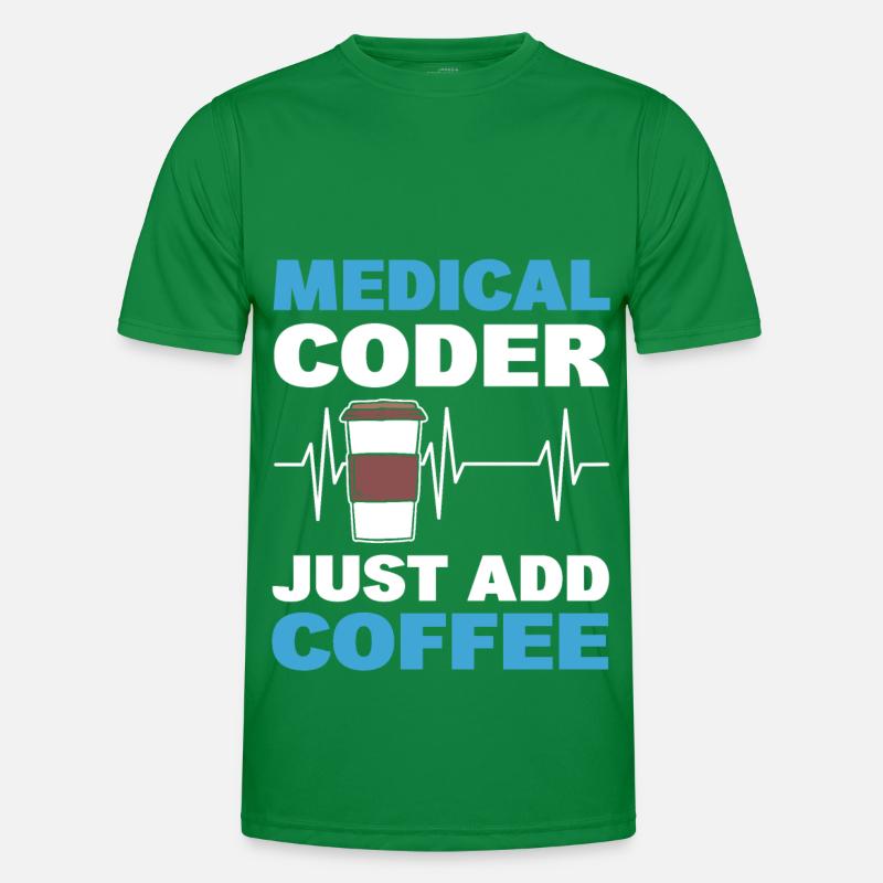 Medizinischer Codierer Einfach Kaffee hinzufügen Männer Funktions-T-Shirt
