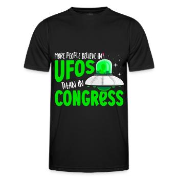 More People Believe In UFOS Than in Congress UFO - Men's Functional T-Shirt - black - Front - AI Model Male 178 dark (178cm)