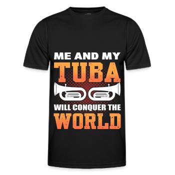 Moi et mon tuba allons conquérir le joueur de tuba mondial - T-shirt sport Homme - noir - Devant - AI Model Male 178 dark (178cm)