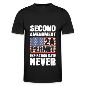 Second Amendment 2A Permit Expiration Date Never - Men's Functional T-Shirt - black - Front - AI Model Male 178 dark (178cm)