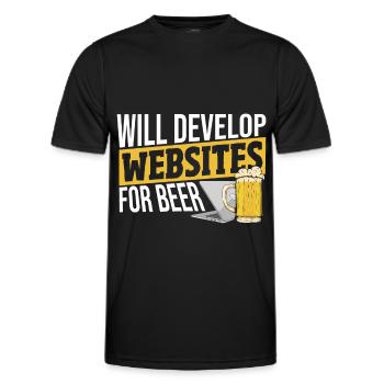 Will Develop Websites For Beer Web Developer - Men's Functional T-Shirt - black - Front - AI Model Male 178 dark (178cm)