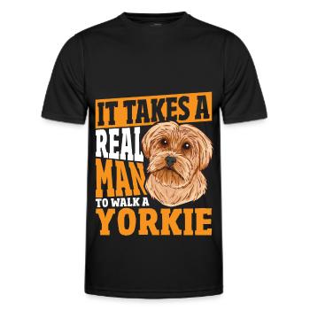 Yorkshire Terrier-Besitzer: Nur ein echter Mann - Männer Funktions-T-Shirt - Schwarz - Vorne - AI Model Male 178 dark (178cm)