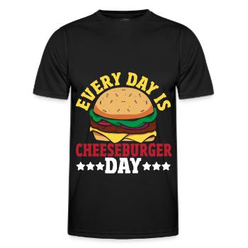 Hamburger Cheese Cheeseburger Snacks Cheeseburger - Men's Functional T-Shirt - black - Front - AI Model Male 178 dark (178cm)
