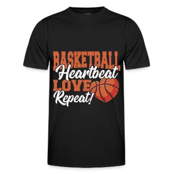 Basketball Basket Couple Basketball Heartbeat, - Men's Functional T-Shirt - black - Front - AI Model Male 178 dark (178cm)