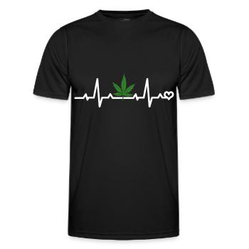 ECG de feuille de cannabis - T-shirt sport Homme - noir - Devant - AI Model Male 178 dark (178cm)