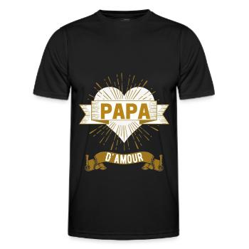 Papa d'Amour - T-shirt sport Homme - noir - Devant - AI Model Male 178 dark (178cm)