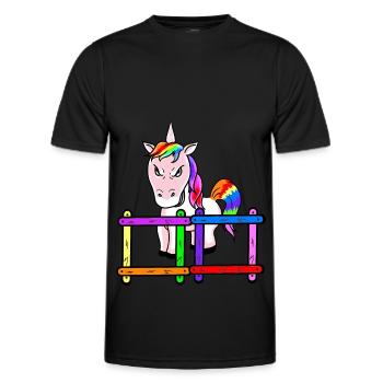 For children grim unicorn emotion feelings anger - Men's Functional T-Shirt - black - Front - AI Model Male 178 dark (178cm)