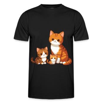 Famille de chats - T-shirt sport Homme - noir - Devant - AI Model Male 178 dark (178cm)